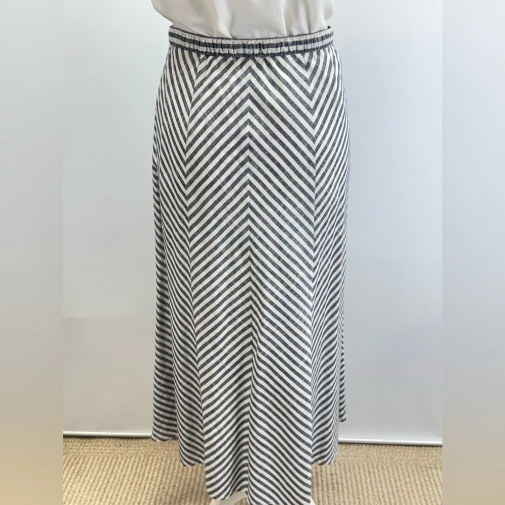 MAX STUDIO Blue and White stripe Maxi A-Line Skirt size M - Picture 7 of 15